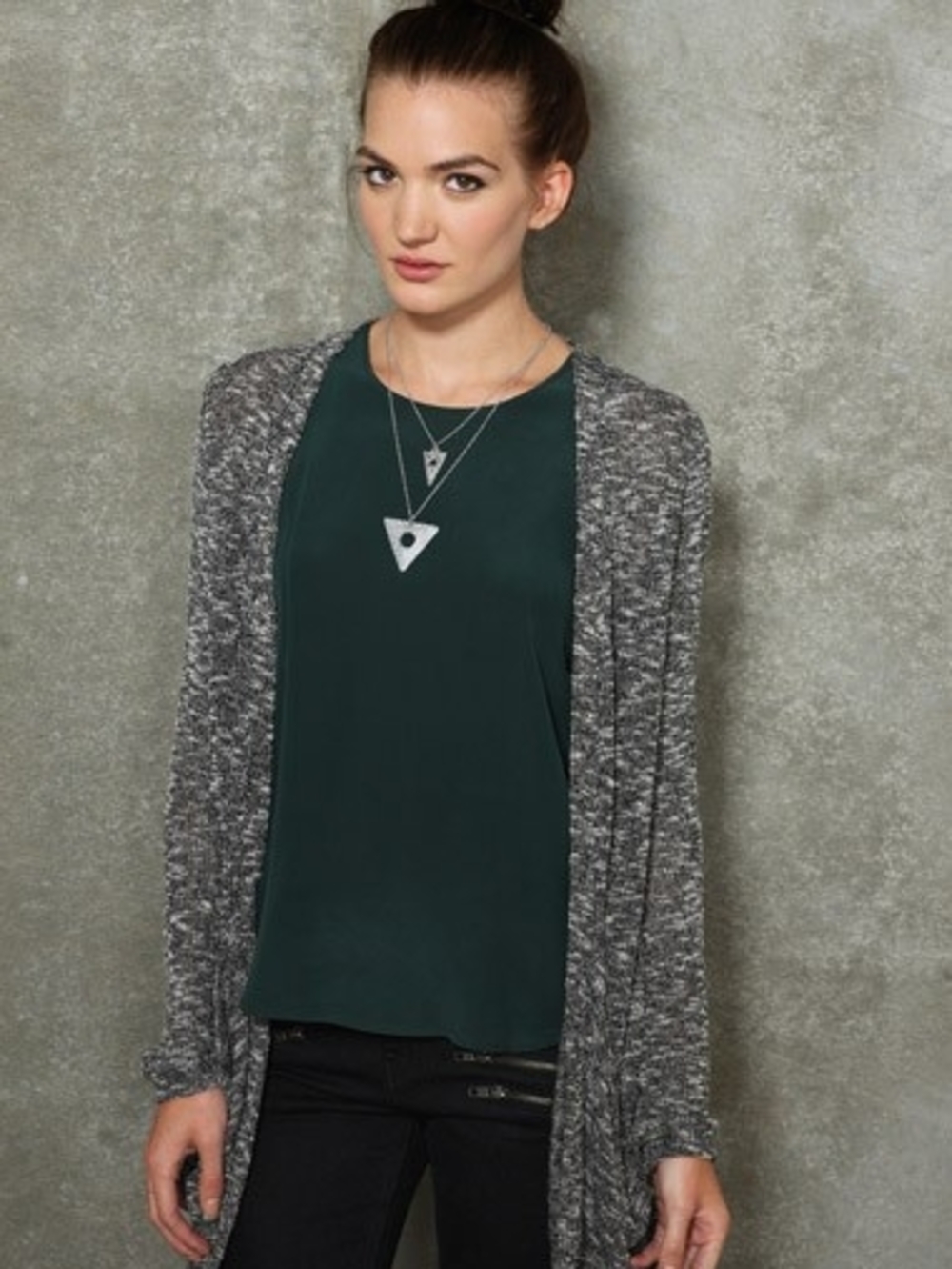 Sparkle & Fade Black and White Marled Knit Cardigan